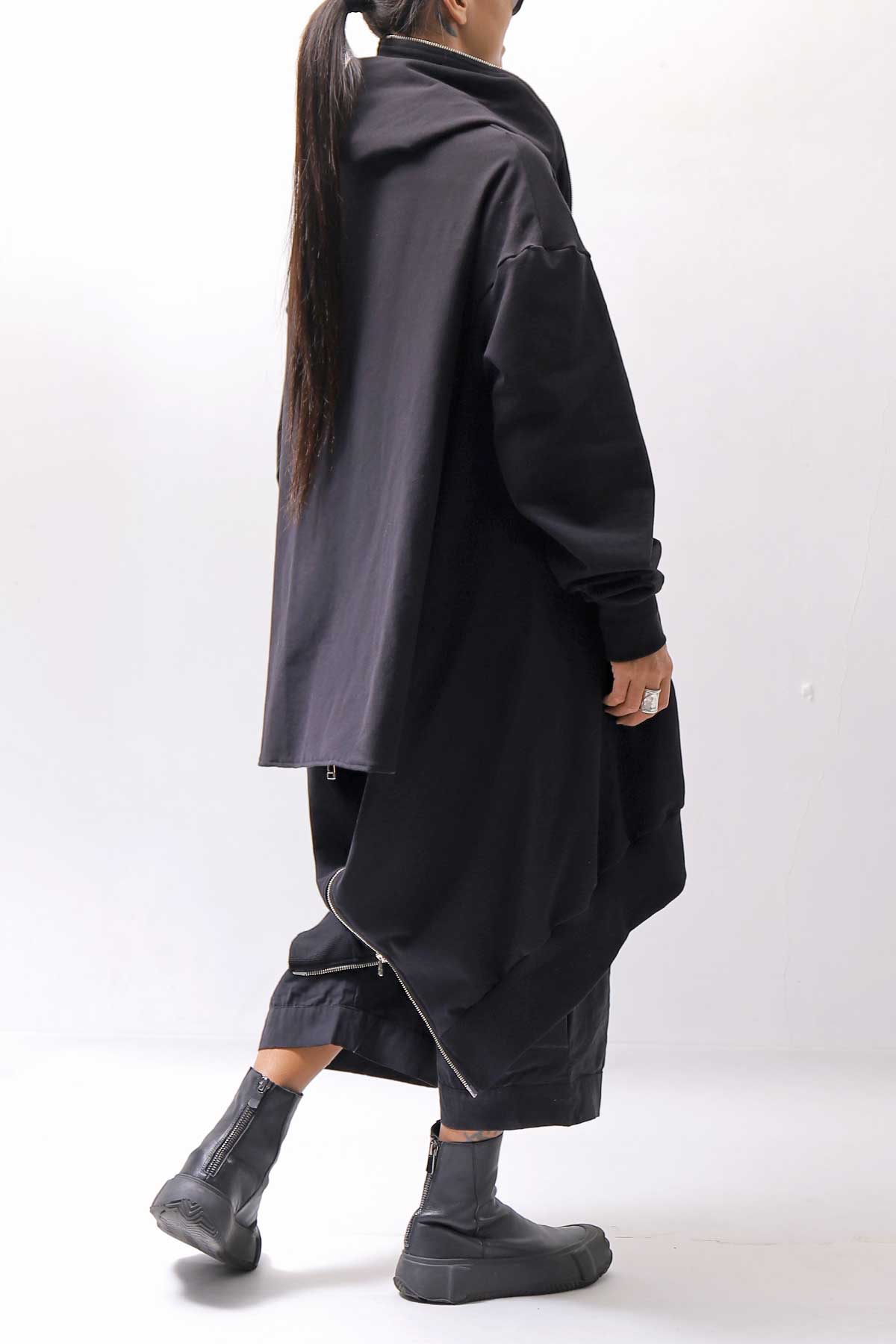 【bajra】 UNISEX 2WAY SWEAT ZIP-UP CARDIGAN 160QK03_BLACK