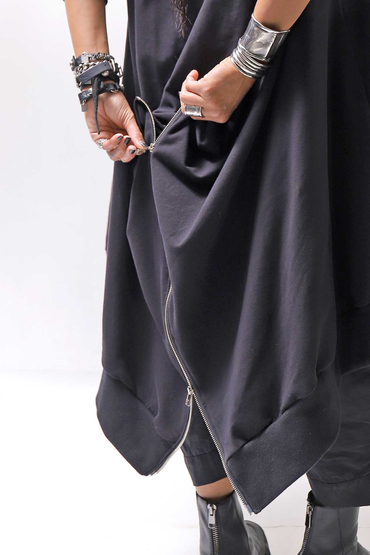 【bajra】 UNISEX 2WAY SWEAT ZIP-UP CARDIGAN 160QK03_BLACK