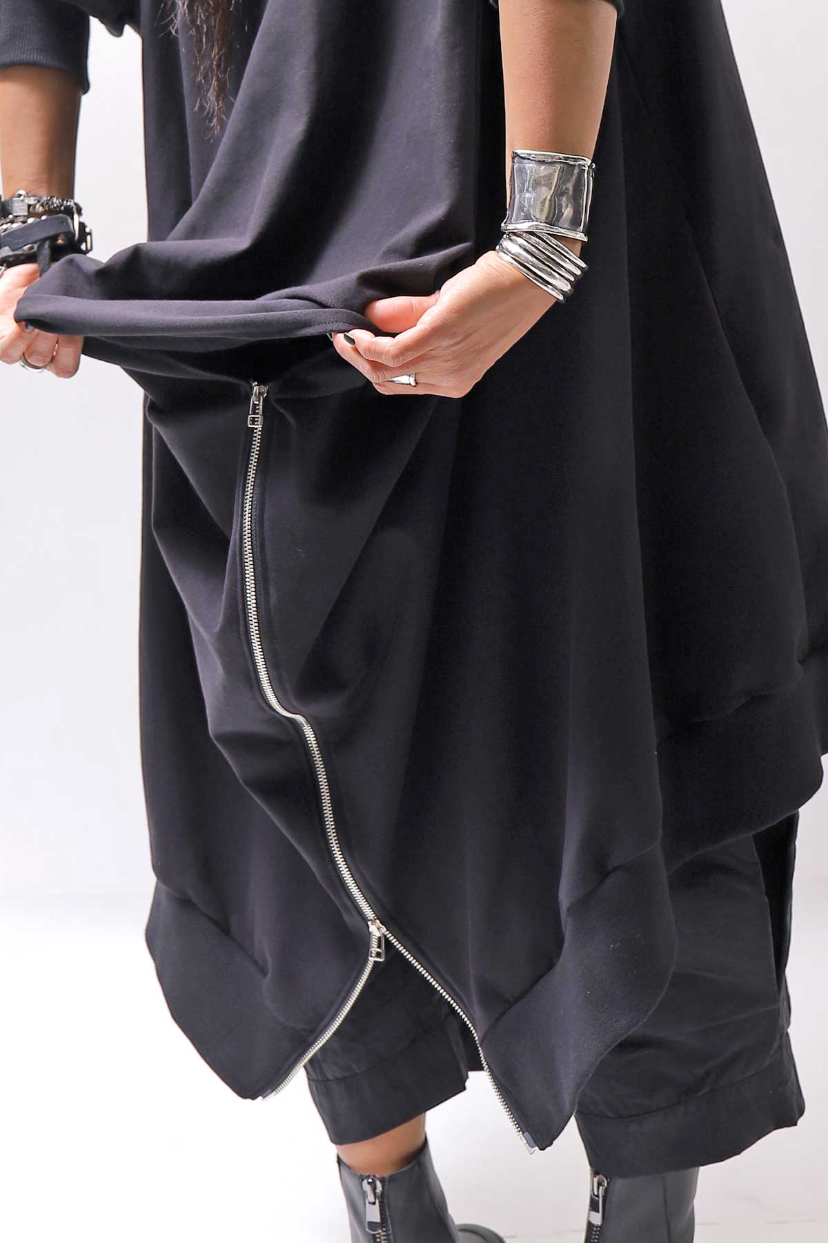 【bajra】 UNISEX 2WAY SWEAT ZIP-UP CARDIGAN 160QK03_BLACK