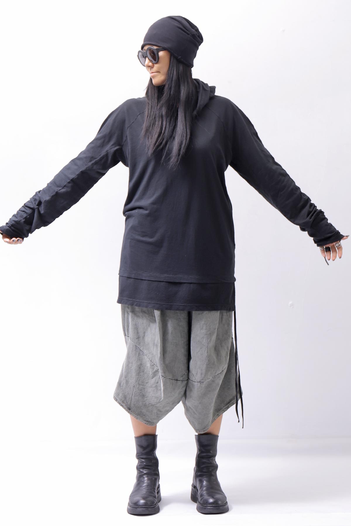 【Andrea Ya&#39;aqov】 UNISEX COTTON HOODIE TOP OPF61_BLACK