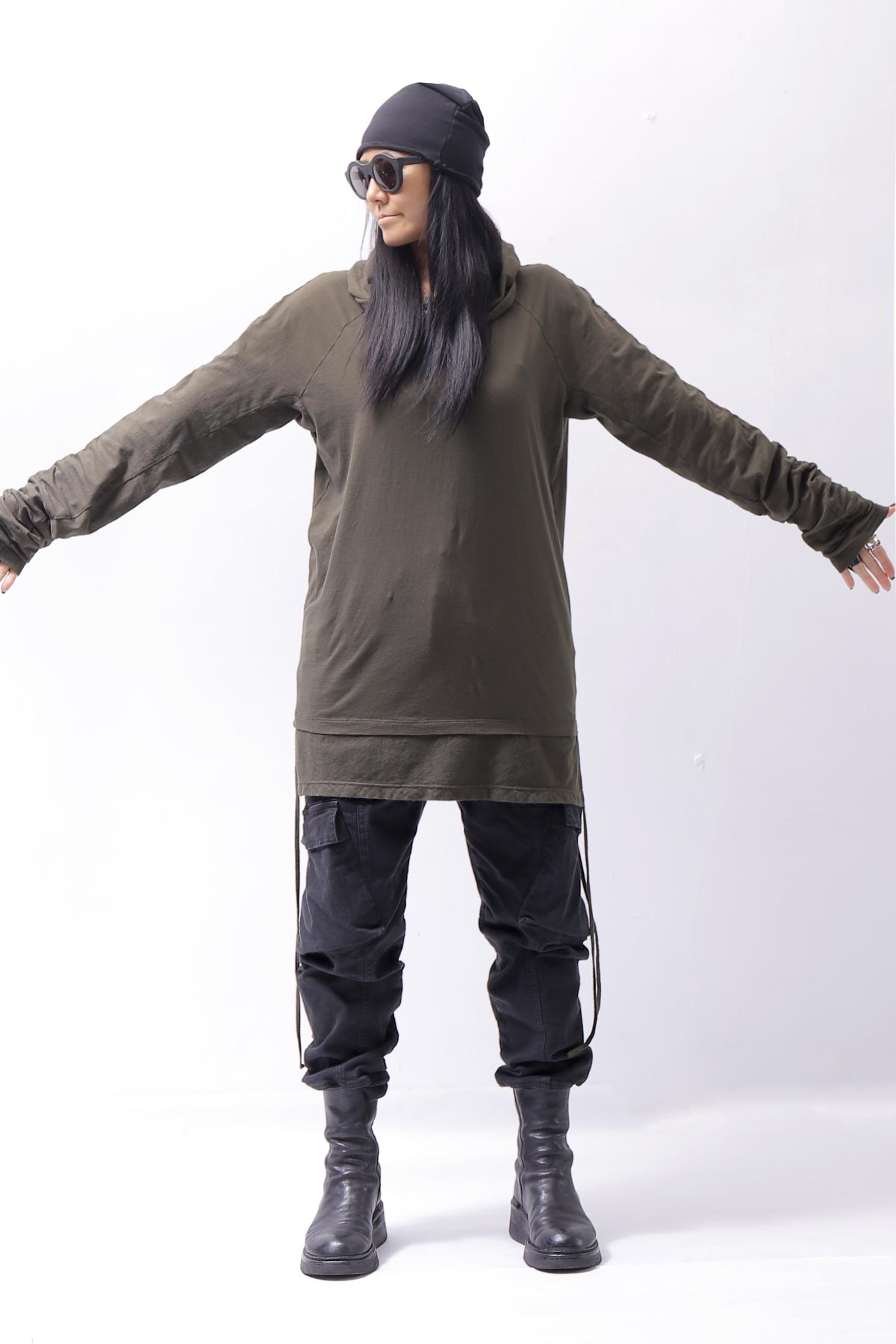 【Andrea Ya&#39;aqov】 UNISEX COTTON HOODIE TOP OPF61_OLIVE MILITARY