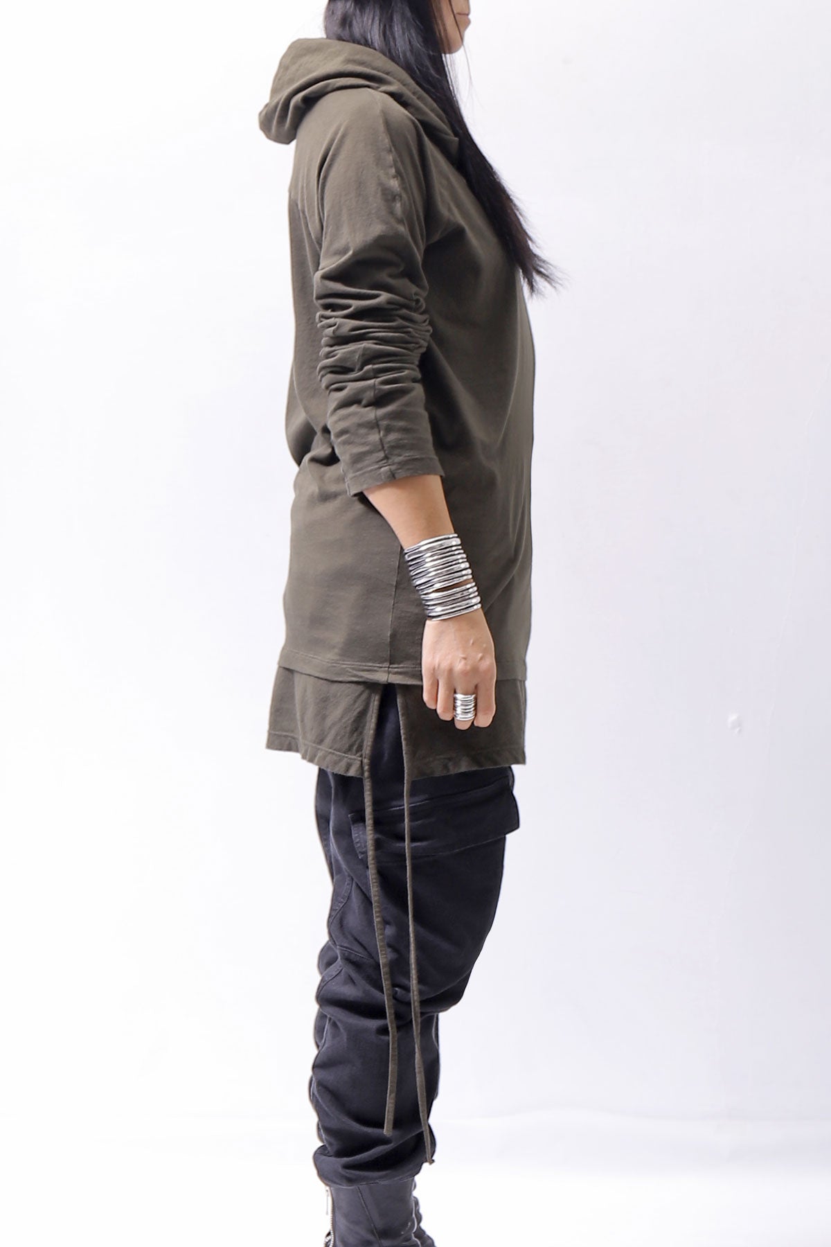 【Andrea Ya&#39;aqov】 UNISEX COTTON HOODIE TOP OPF61_OLIVE MILITARY