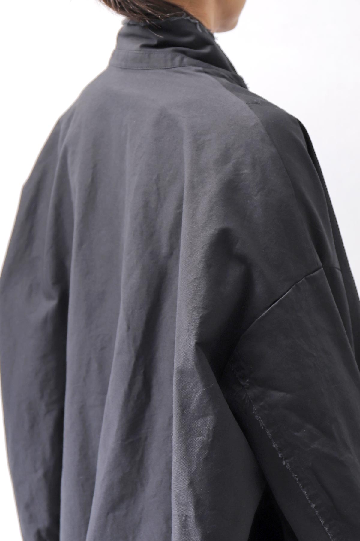 【bajra】 UNISEX TWILLED COTTON BACK DRAPE CARDIGAN COAT 160QB01LG_BLACK