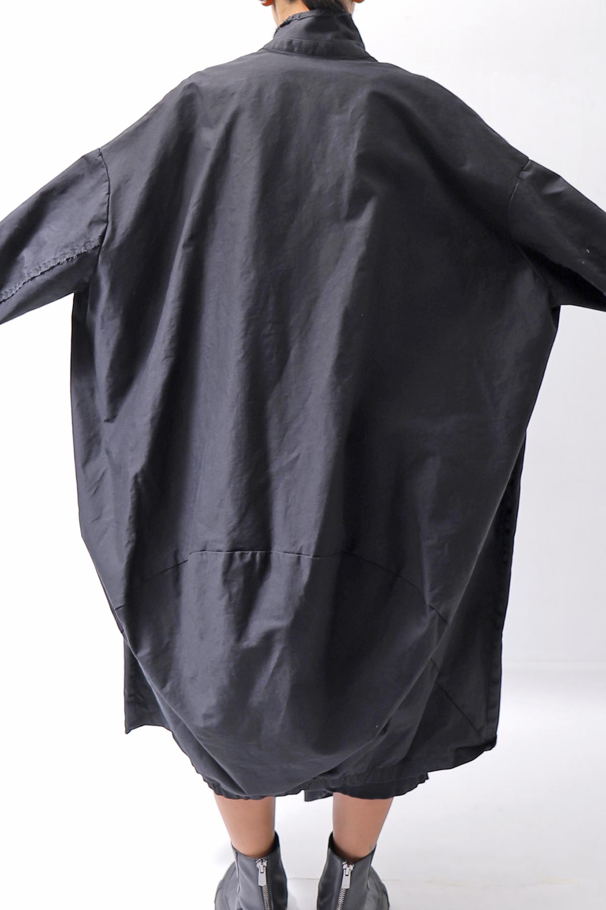 【bajra】 UNISEX TWILLED COTTON BACK DRAPE CARDIGAN COAT 160QB01LG_BLACK