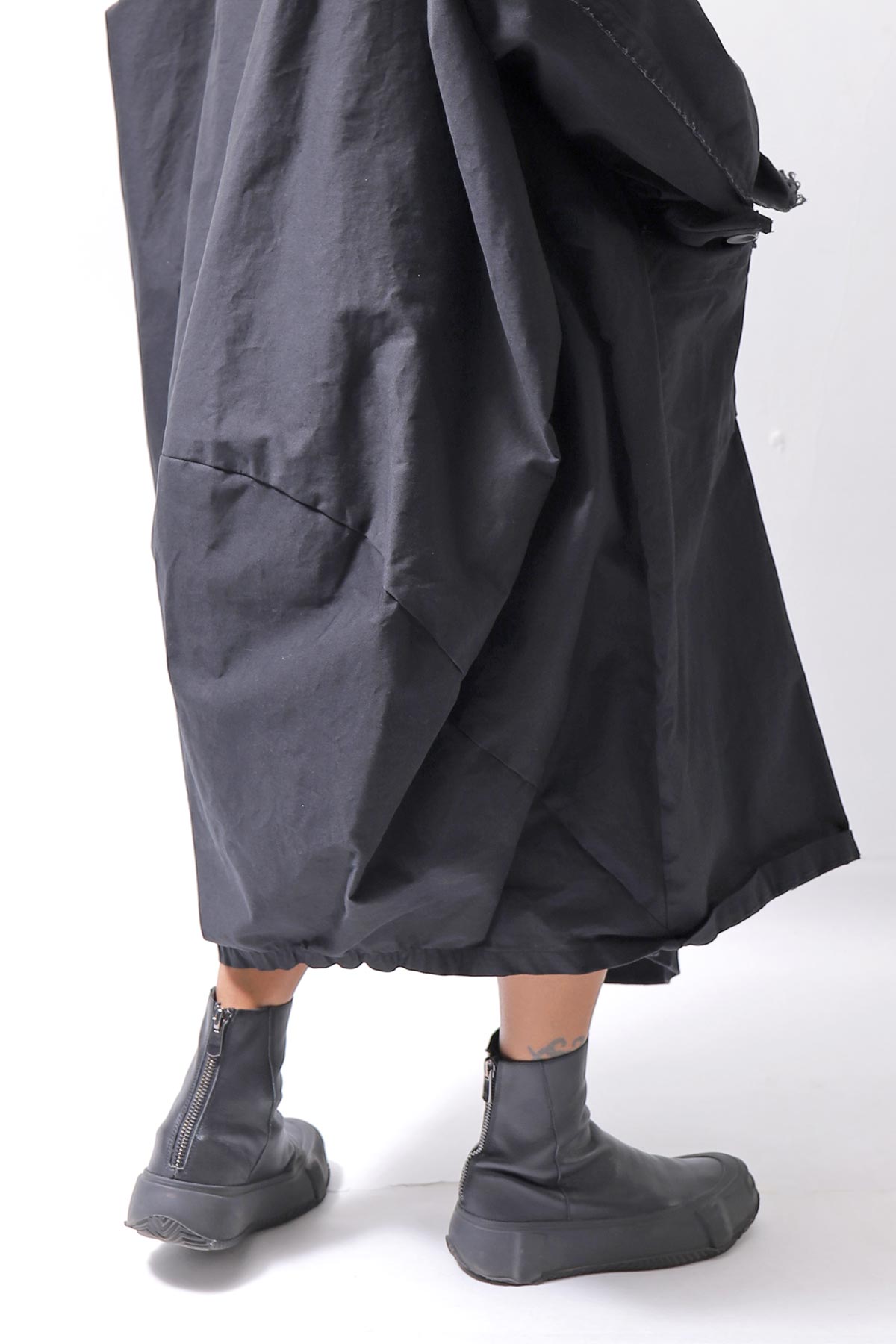 【bajra】 UNISEX TWILLED COTTON BACK DRAPE CARDIGAN COAT 160QB01LG_BLACK