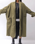 【bajra】 UNISEX TWILLED COTTON BACK DRAPE CARDIGAN COAT 160QB01LG_KHAKI BROWN