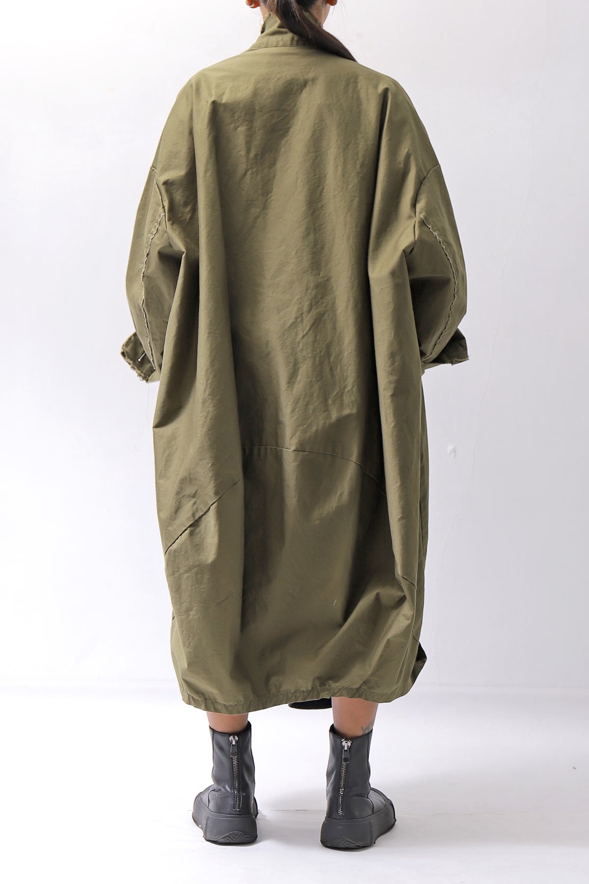 【bajra】 UNISEX TWILLED COTTON BACK DRAPE CARDIGAN COAT 160QB01LG_KHAKI BROWN