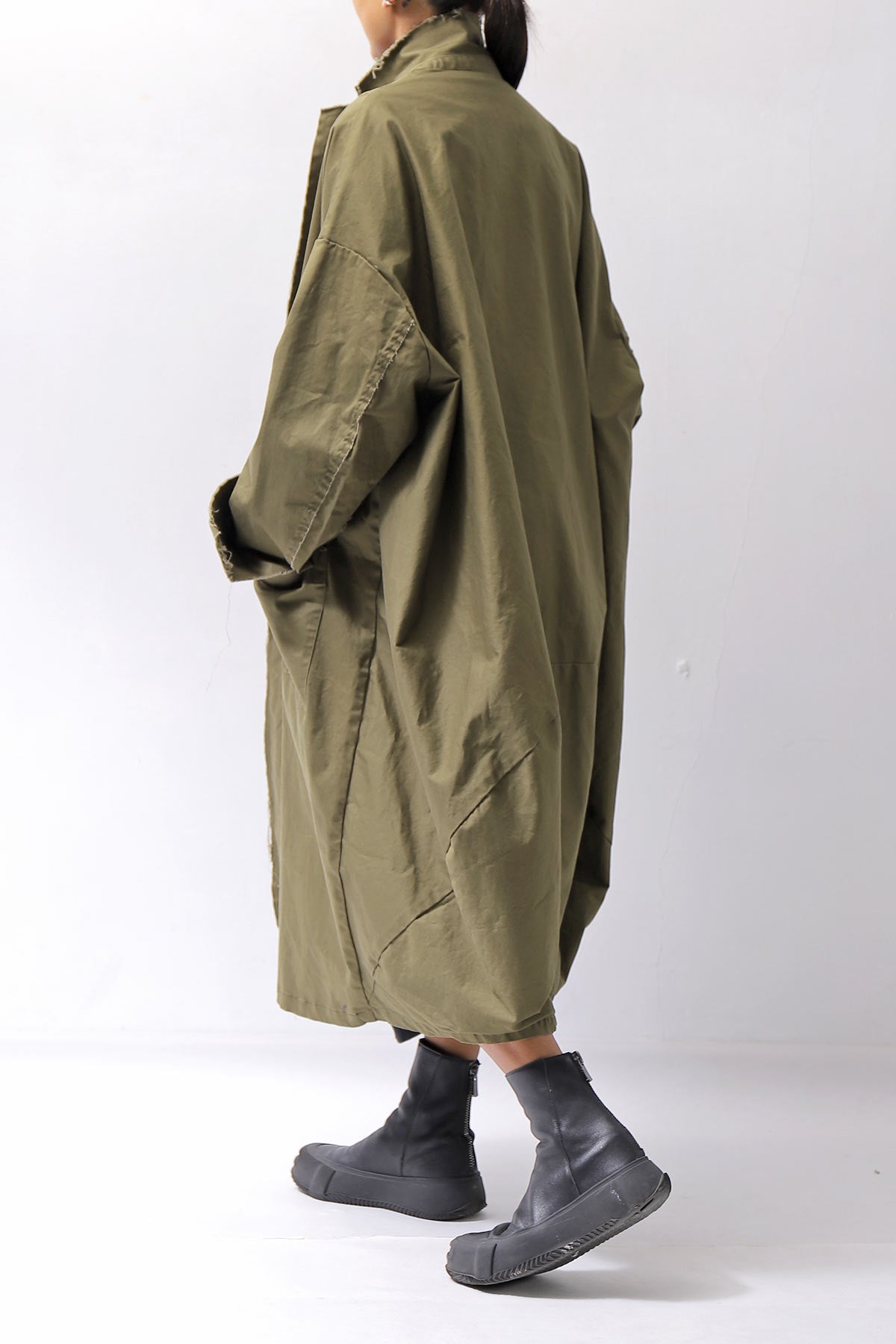 【bajra】 UNISEX TWILLED COTTON BACK DRAPE CARDIGAN COAT 160QB01LG_KHAKI BROWN
