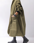 【bajra】 UNISEX TWILLED COTTON BACK DRAPE CARDIGAN COAT 160QB01LG_KHAKI BROWN