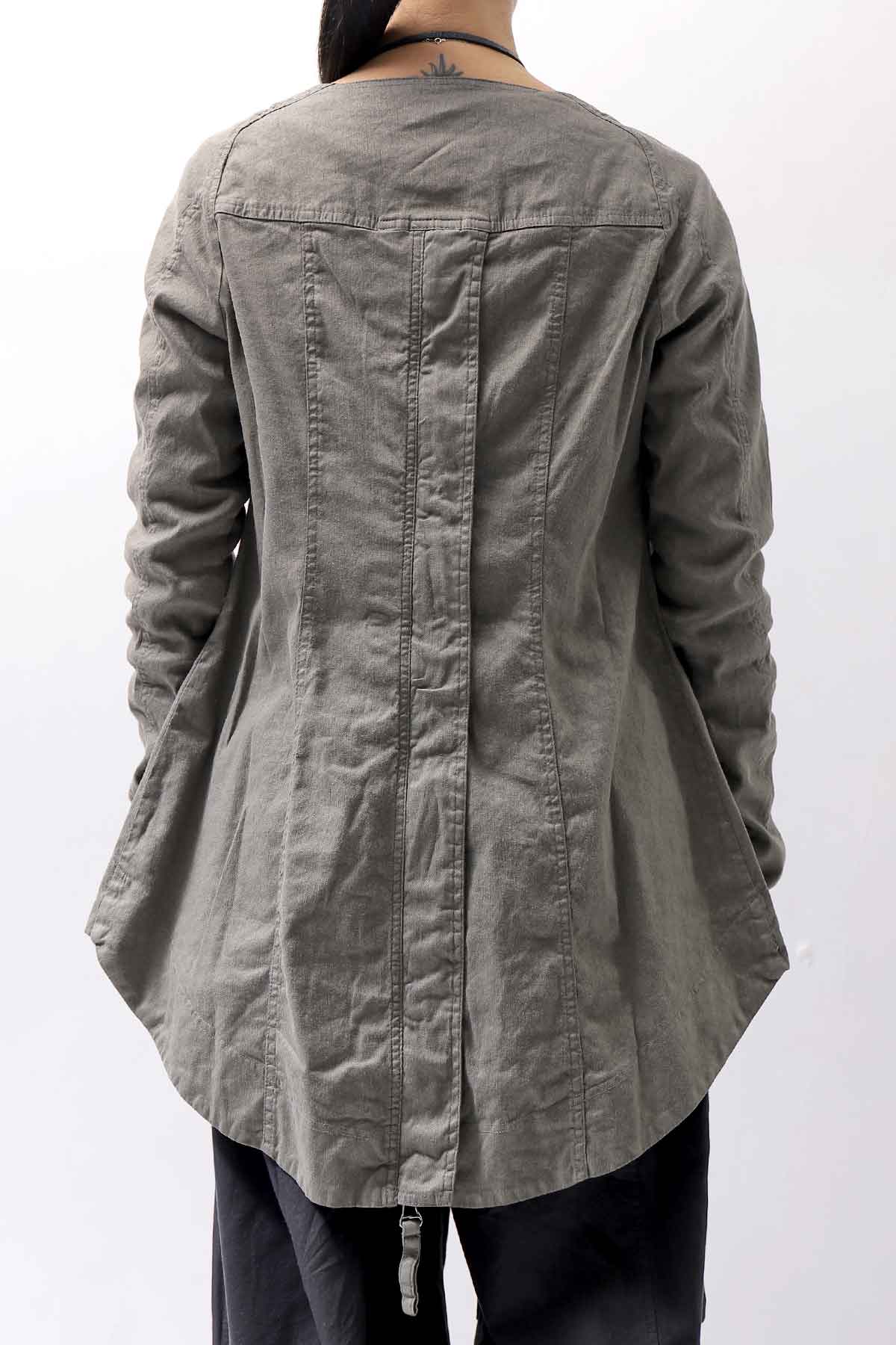 【RUNDHOLZ】 UNISEX STRETCH LINEN BACK ZIP SLIT JACKET 383 1108_OLIVE