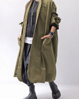 【bajra】 UNISEX TWILLED COTTON BACK DRAPE CARDIGAN COAT 160QB01LG_KHAKI BROWN