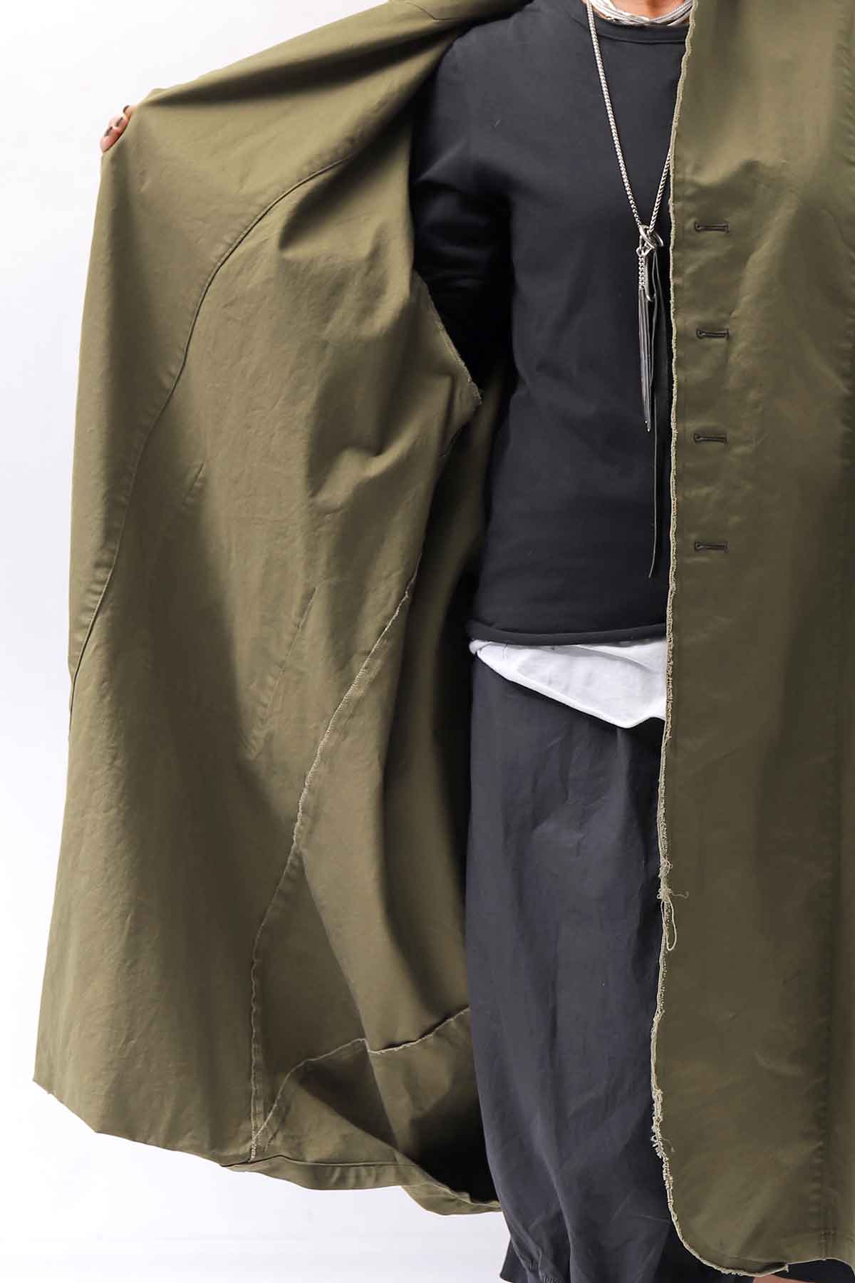 【bajra】 UNISEX TWILLED COTTON BACK DRAPE CARDIGAN COAT 160QB01LG_KHAKI BROWN