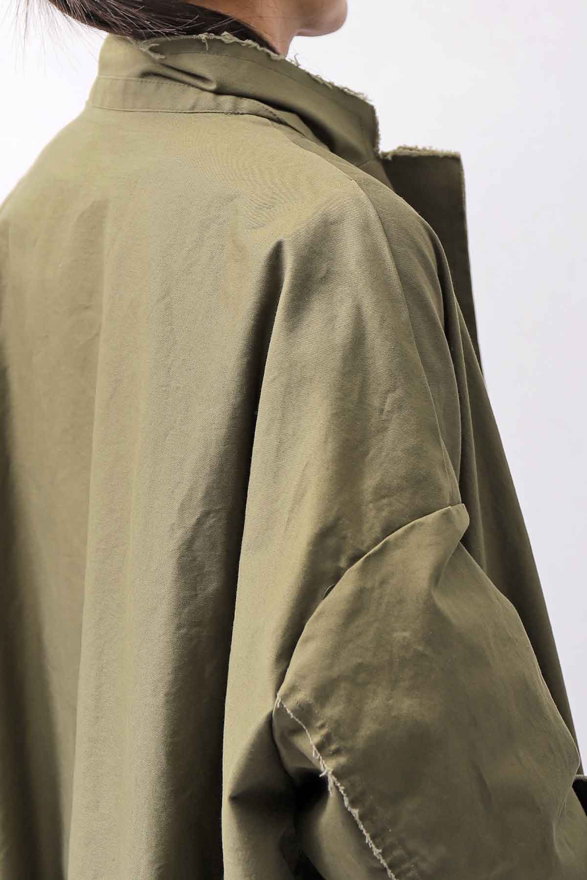 【bajra】 UNISEX TWILLED COTTON BACK DRAPE CARDIGAN COAT 160QB01LG_KHAKI BROWN