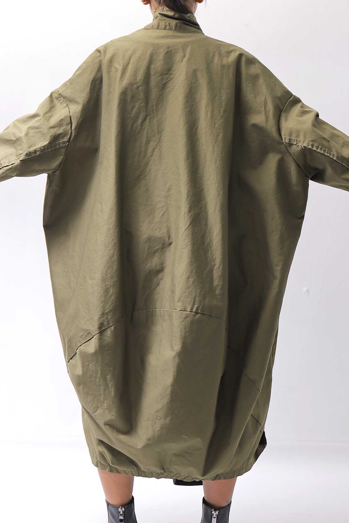 【bajra】 UNISEX TWILLED COTTON BACK DRAPE CARDIGAN COAT 160QB01LG_KHAKI BROWN