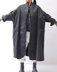 【bajra】 UNISEX TWILLED COTTON BACK DRAPE CARDIGAN COAT 160QB01LG_BLACK