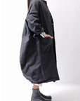 【bajra】 UNISEX TWILLED COTTON BACK DRAPE CARDIGAN COAT 160QB01LG_BLACK