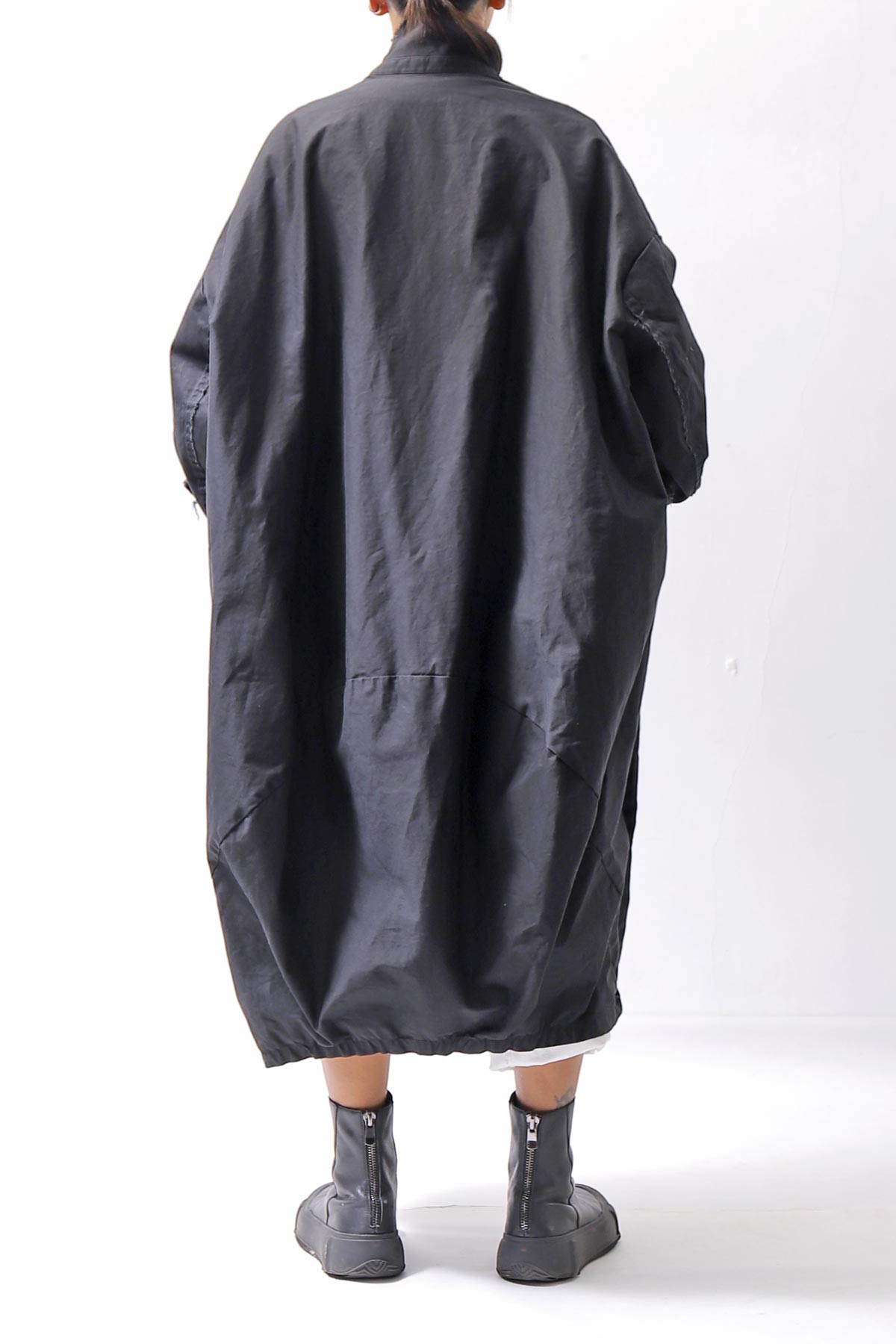 【bajra】 UNISEX TWILLED COTTON BACK DRAPE CARDIGAN COAT 160QB01LG_BLACK