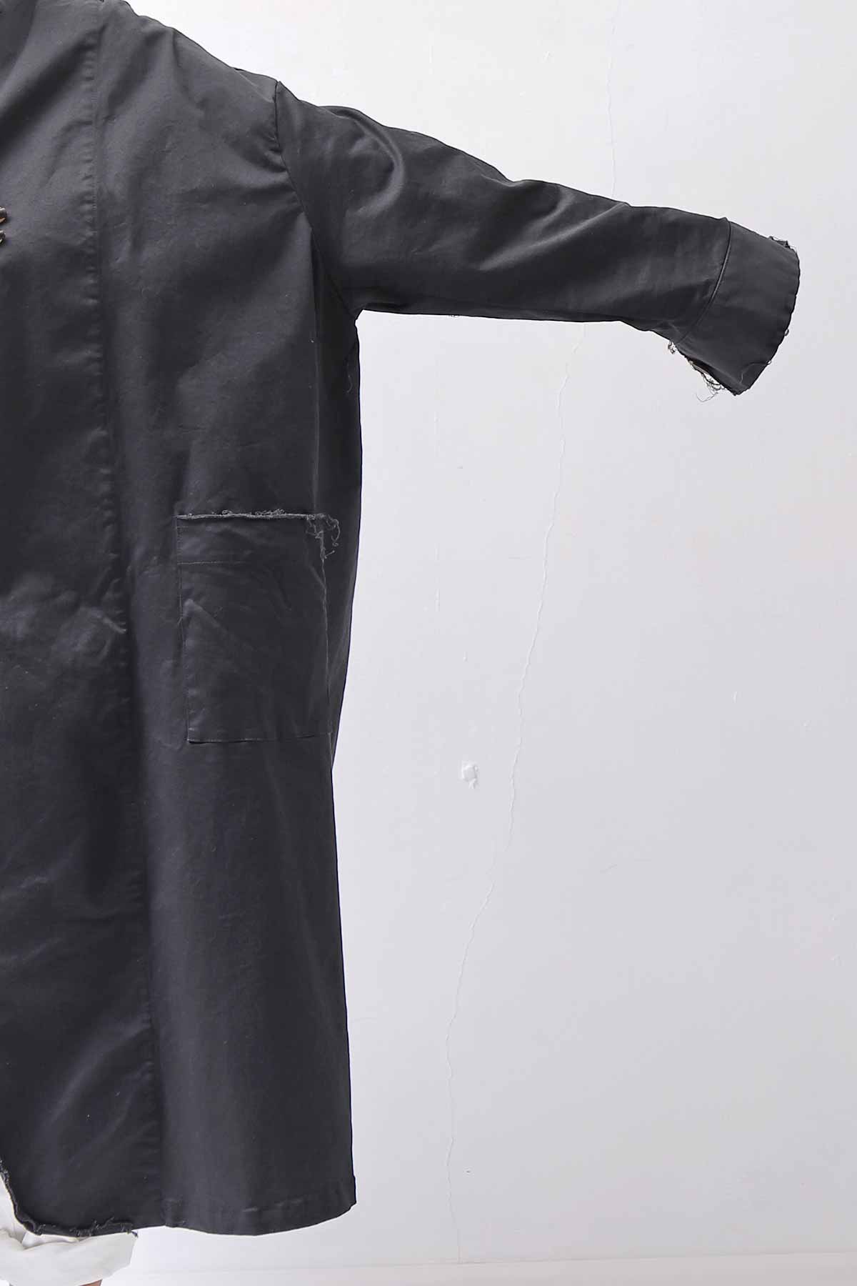 【bajra】 UNISEX TWILLED COTTON BACK DRAPE CARDIGAN COAT 160QB01LG_BLACK