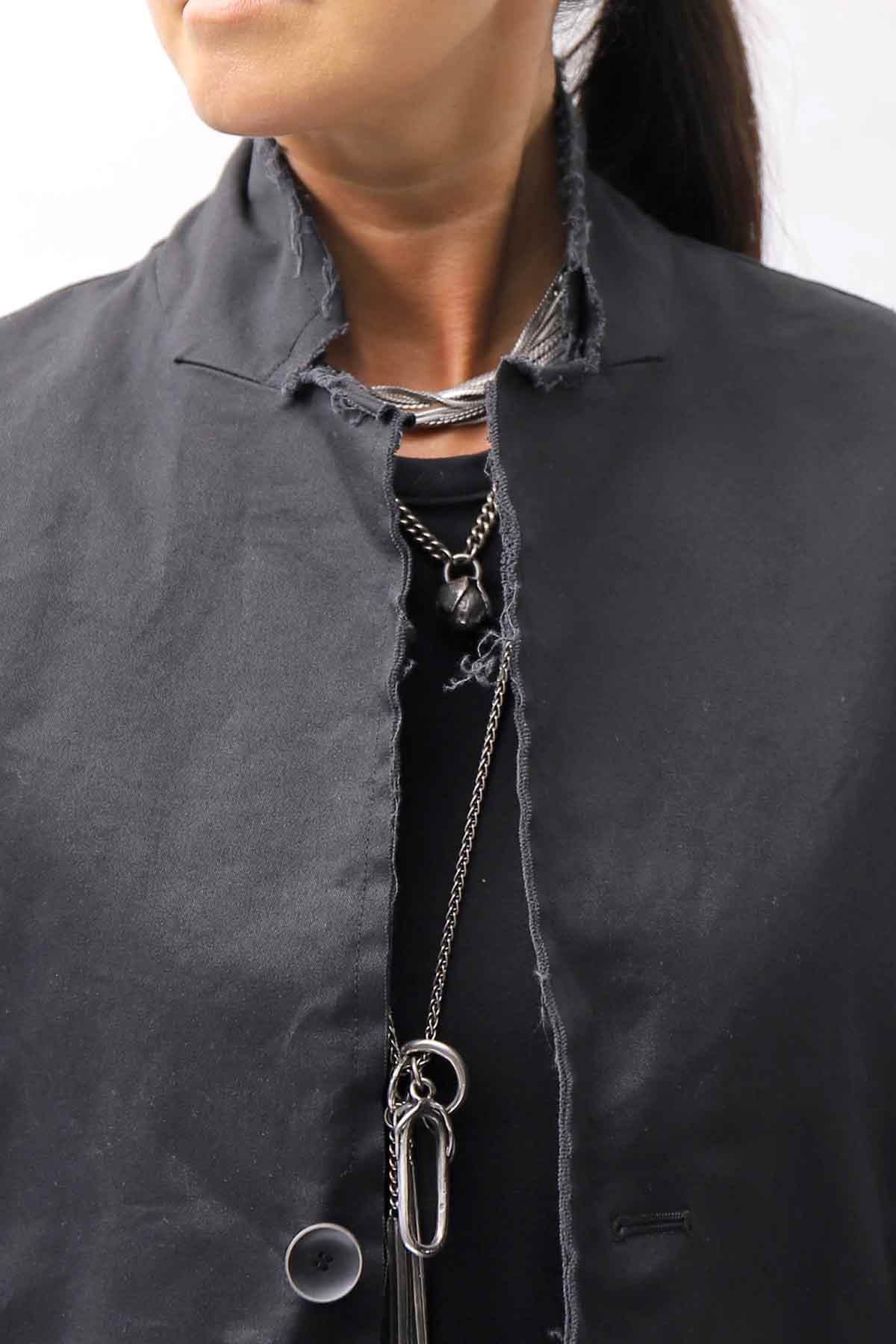 【bajra】 UNISEX TWILLED COTTON BACK DRAPE CARDIGAN COAT 160QB01LG_BLACK