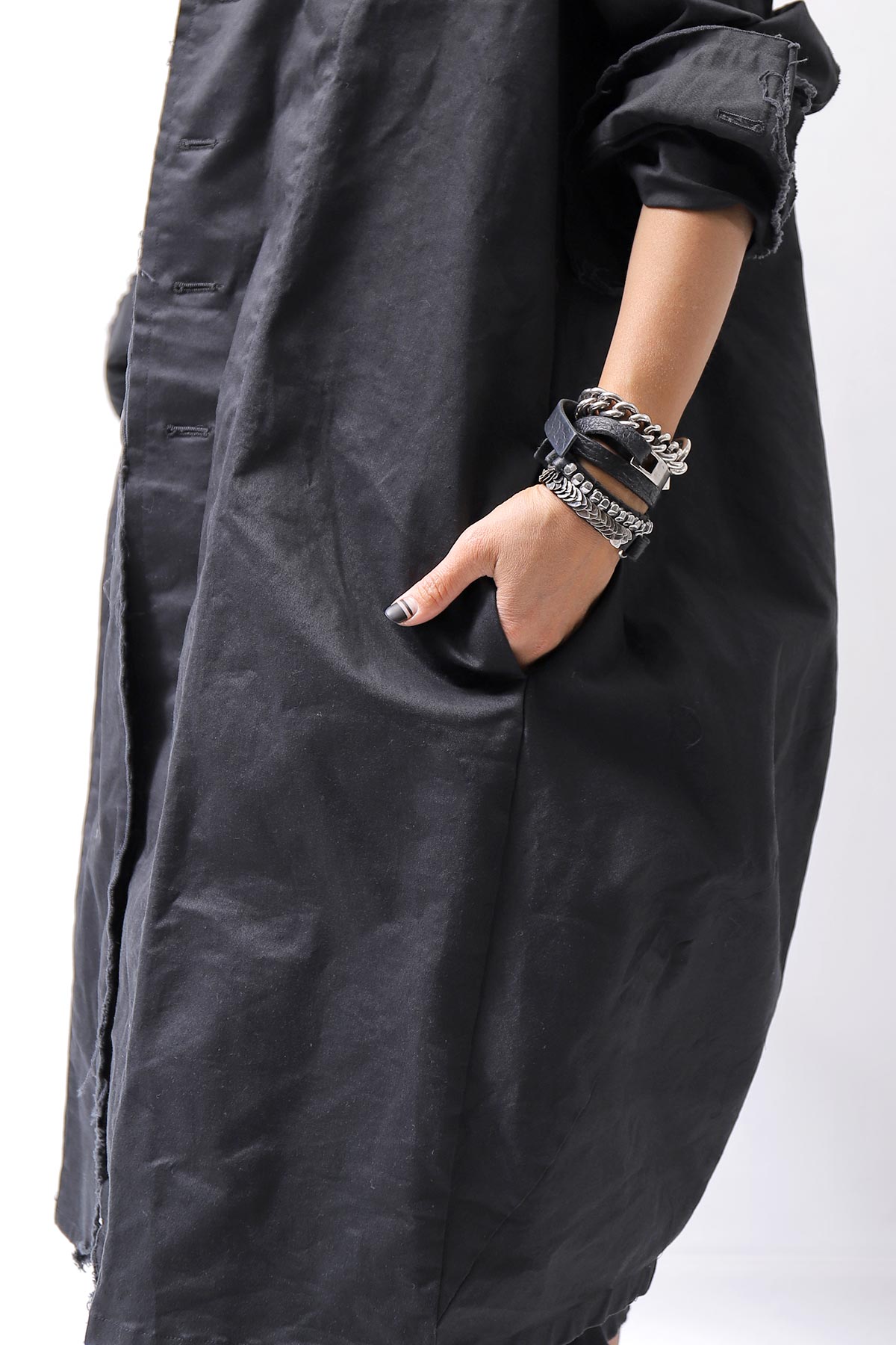 【bajra】 UNISEX TWILLED COTTON BACK DRAPE SHIRT CARDIGAN 160QB01SH_BLACK