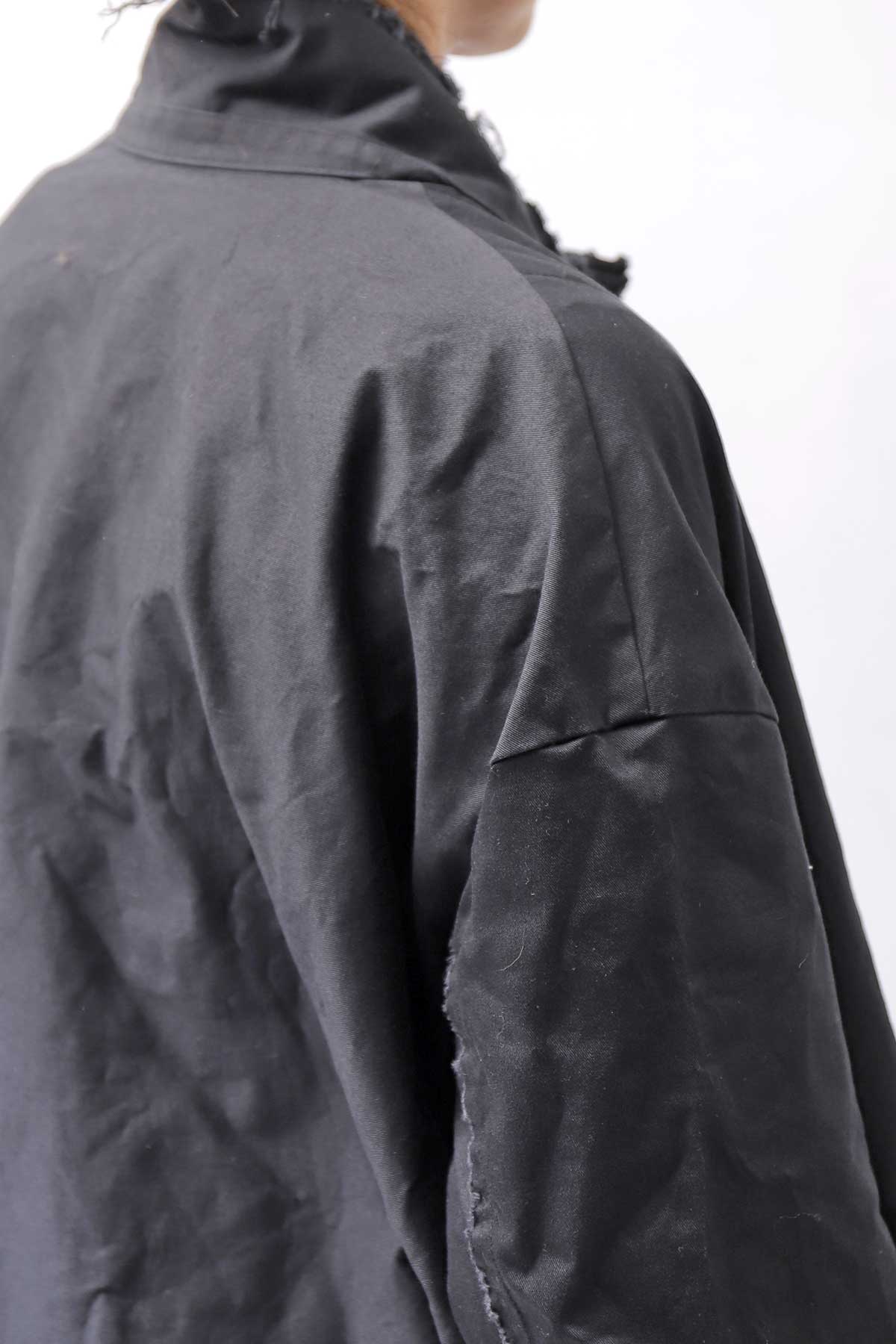【bajra】 UNISEX TWILLED COTTON BACK DRAPE SHIRT CARDIGAN 160QB01SH_BLACK