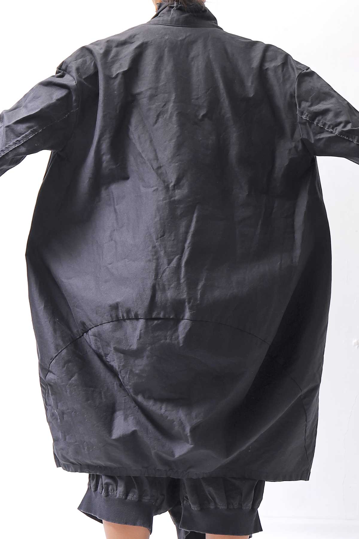 【bajra】 UNISEX TWILLED COTTON BACK DRAPE SHIRT CARDIGAN 160QB01SH_BLACK