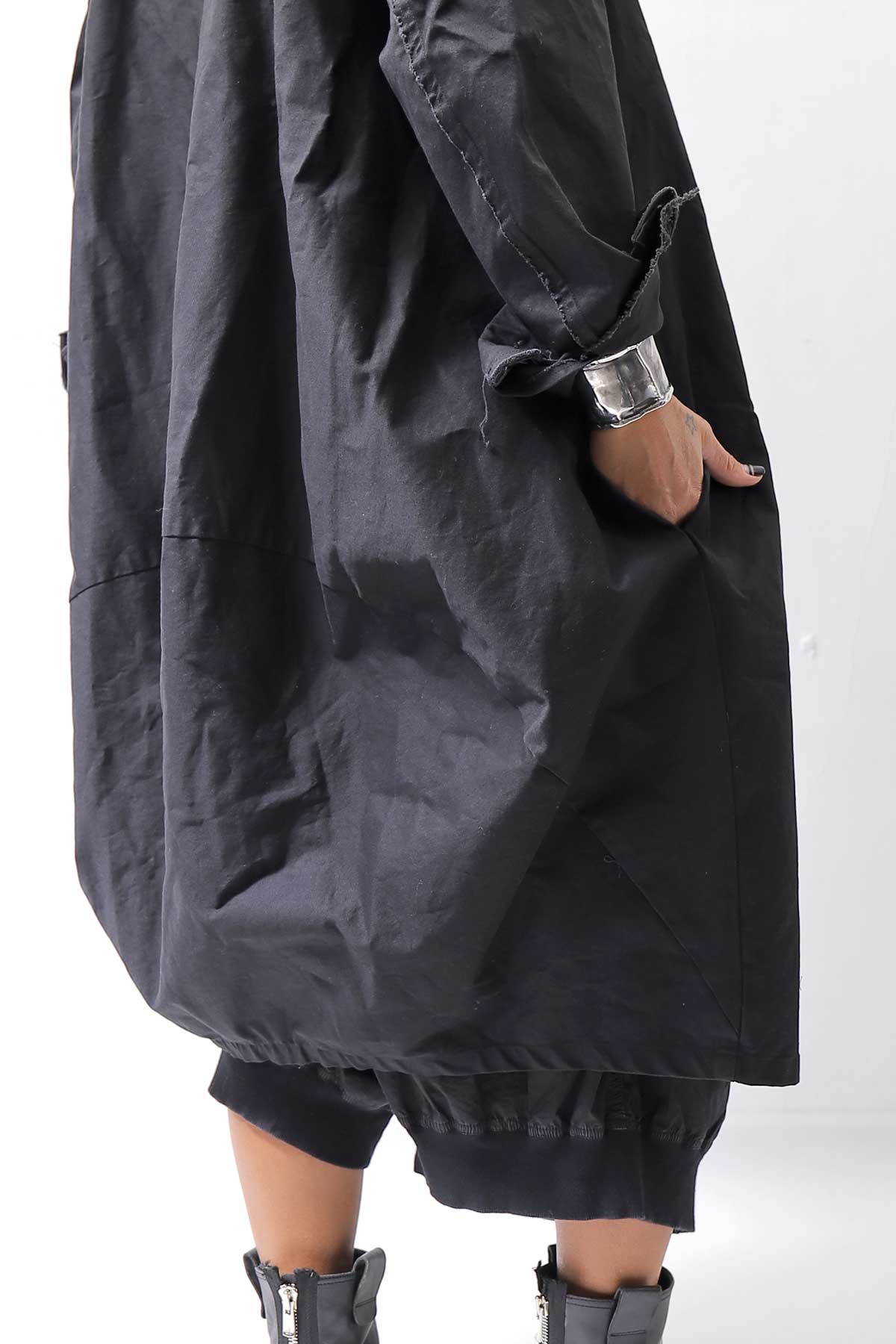 【bajra】 UNISEX TWILLED COTTON BACK DRAPE SHIRT CARDIGAN 160QB01SH_BLACK