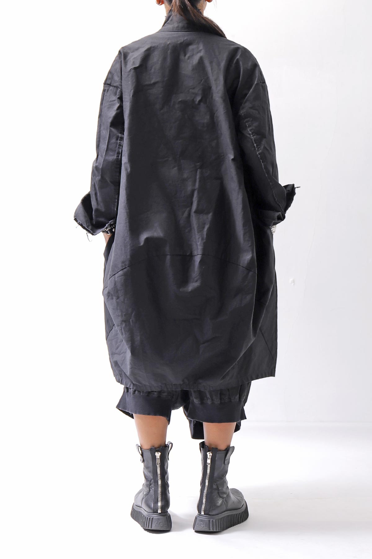 【bajra】 UNISEX TWILLED COTTON BACK DRAPE SHIRT CARDIGAN 160QB01SH_BLACK