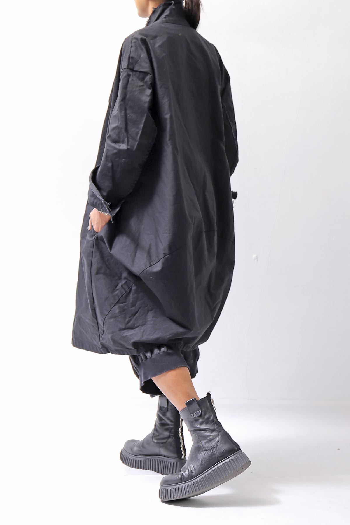 【bajra】 UNISEX TWILLED COTTON BACK DRAPE SHIRT CARDIGAN 160QB01SH_BLACK