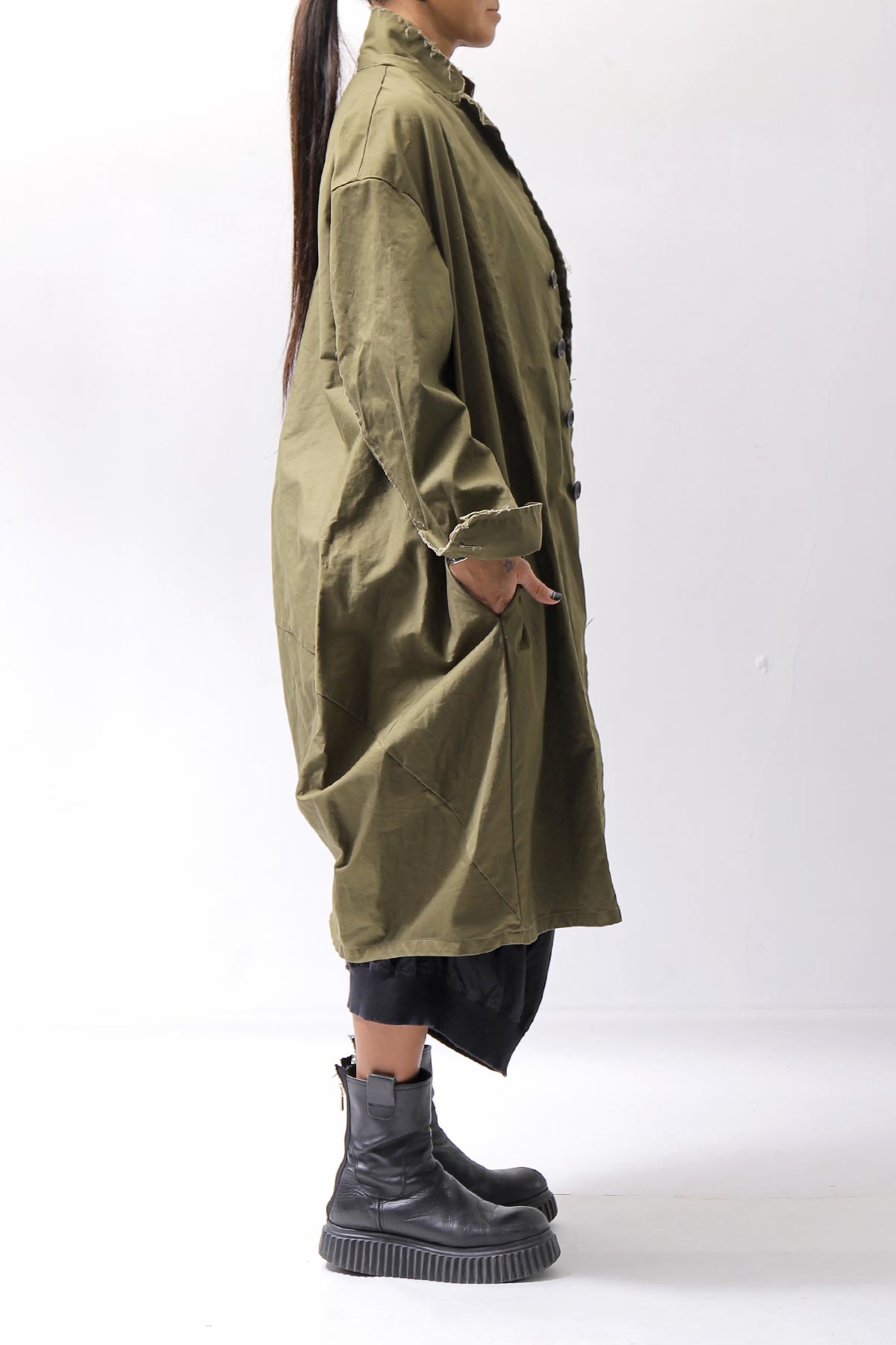 【bajra】 UNISEX TWILLED COTTON BACK DRAPE SHIRT CARDIGAN 160QB01SH_KHAKI BROWN