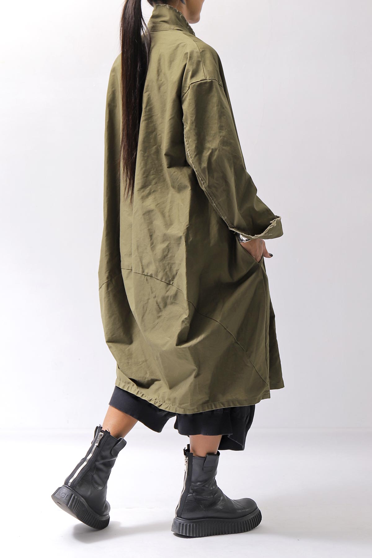【bajra】 UNISEX TWILLED COTTON BACK DRAPE SHIRT CARDIGAN 160QB01SH_KHAKI BROWN