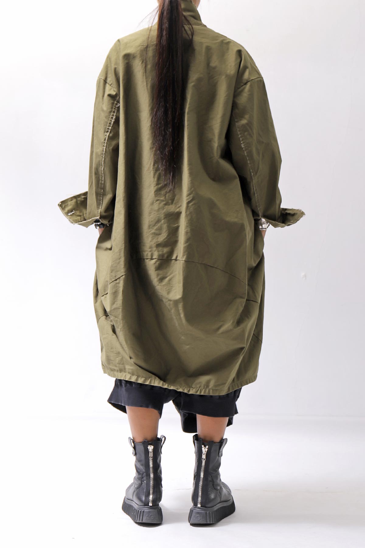 【bajra】 UNISEX TWILLED COTTON BACK DRAPE SHIRT CARDIGAN 160QB01SH_KHAKI BROWN