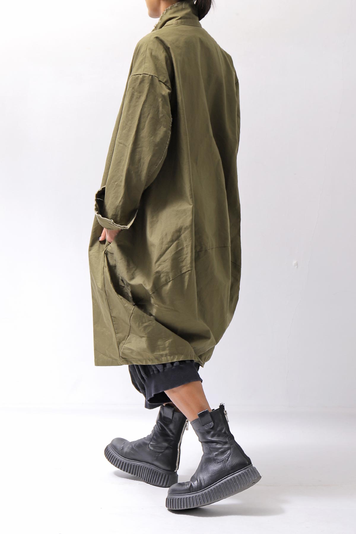 【bajra】 UNISEX TWILLED COTTON BACK DRAPE SHIRT CARDIGAN 160QB01SH_KHAKI BROWN