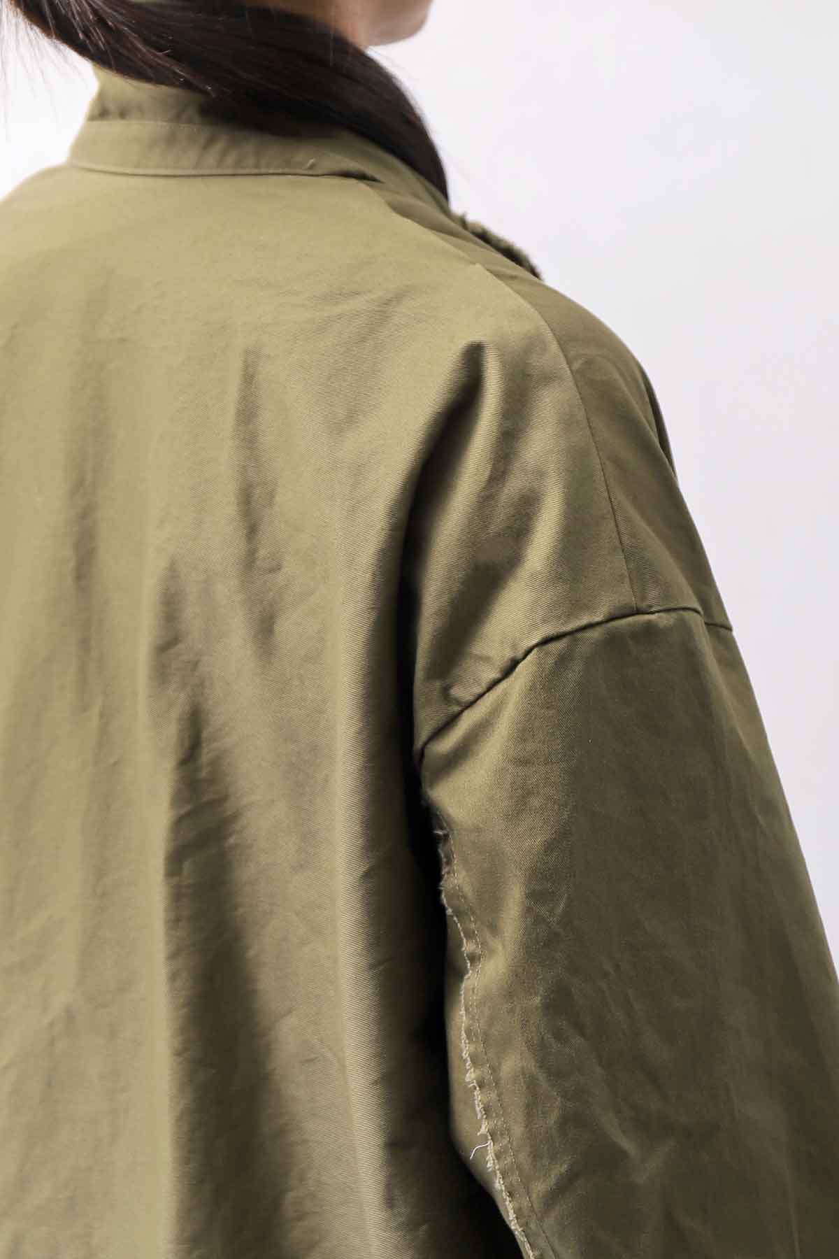 【bajra】 UNISEX TWILLED COTTON BACK DRAPE SHIRT CARDIGAN 160QB01SH_KHAKI BROWN