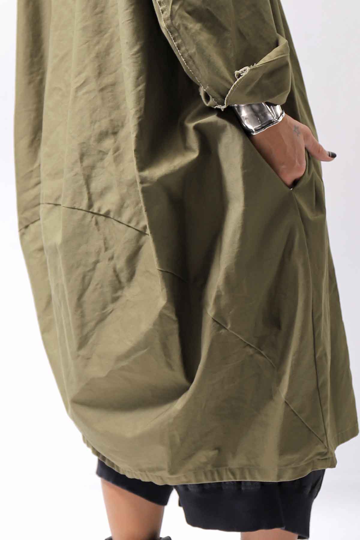 【bajra】 UNISEX TWILLED COTTON BACK DRAPE SHIRT CARDIGAN 160QB01SH_KHAKI BROWN