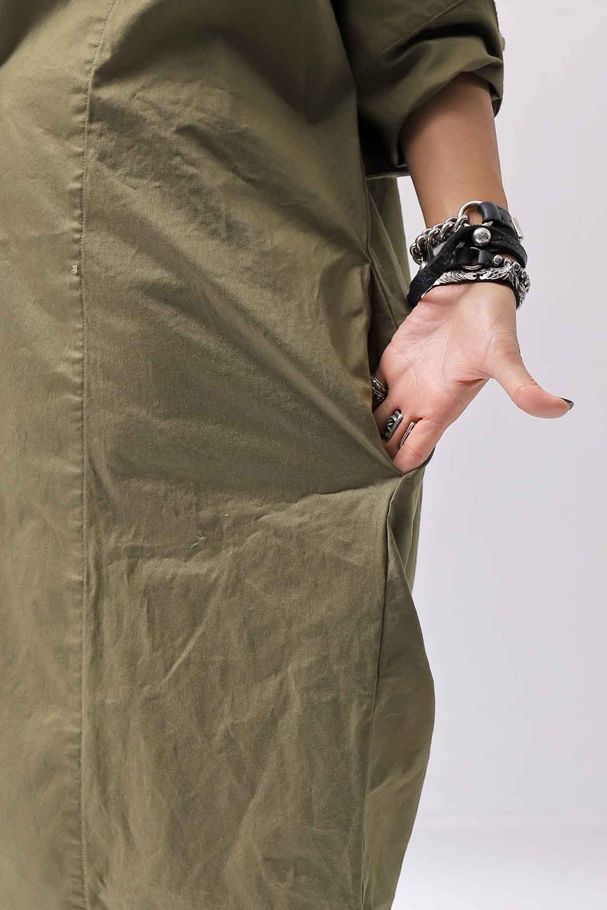 【bajra】 UNISEX TWILLED COTTON BACK DRAPE SHIRT CARDIGAN 160QB01SH_KHAKI BROWN