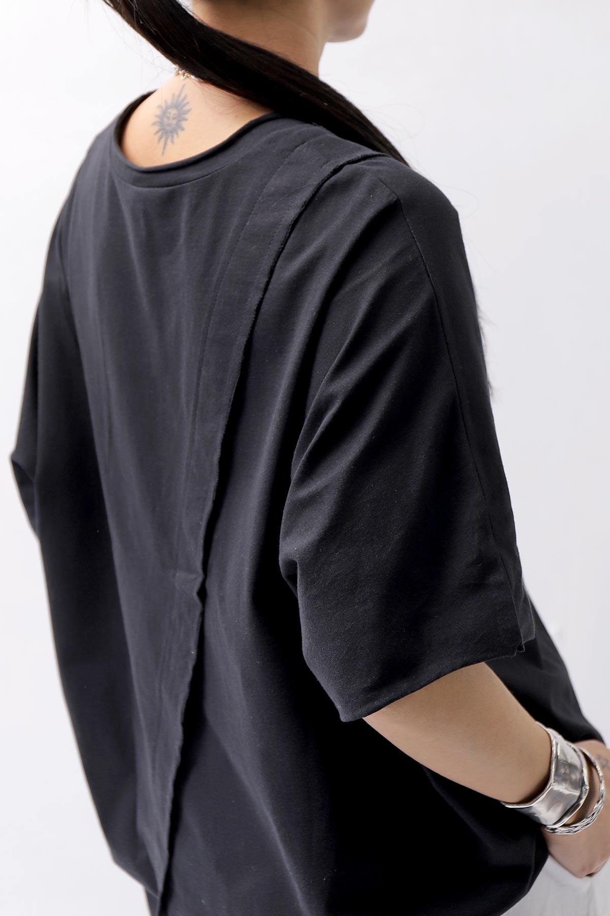 【studio b3】 UNISEX COTTON HALF SLEEVE WIDE TOP BZB1679_BLACK