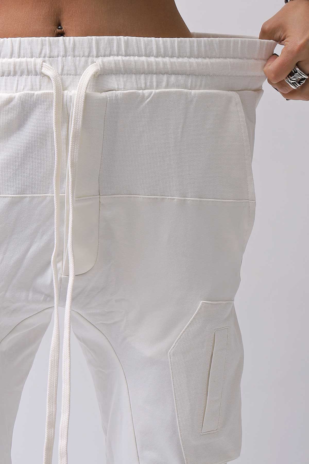 【thom/krom】 UNISEX MIXED COTTON RIB PANTS MST512_CREAM