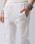 【thom/krom】 UNISEX MIXED COTTON RIB PANTS MST512_CREAM
