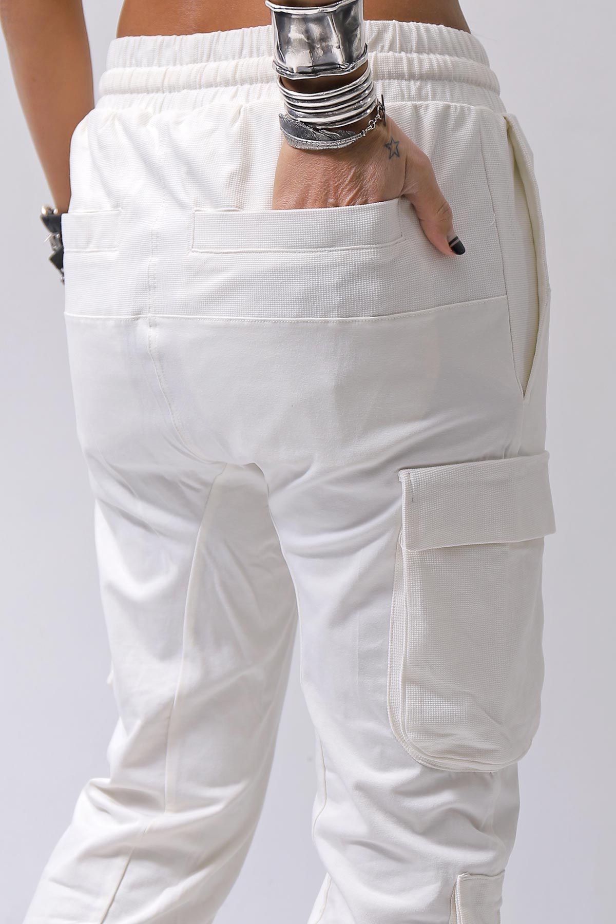 【thom/krom】 UNISEX MIXED COTTON RIB PANTS MST512_CREAM