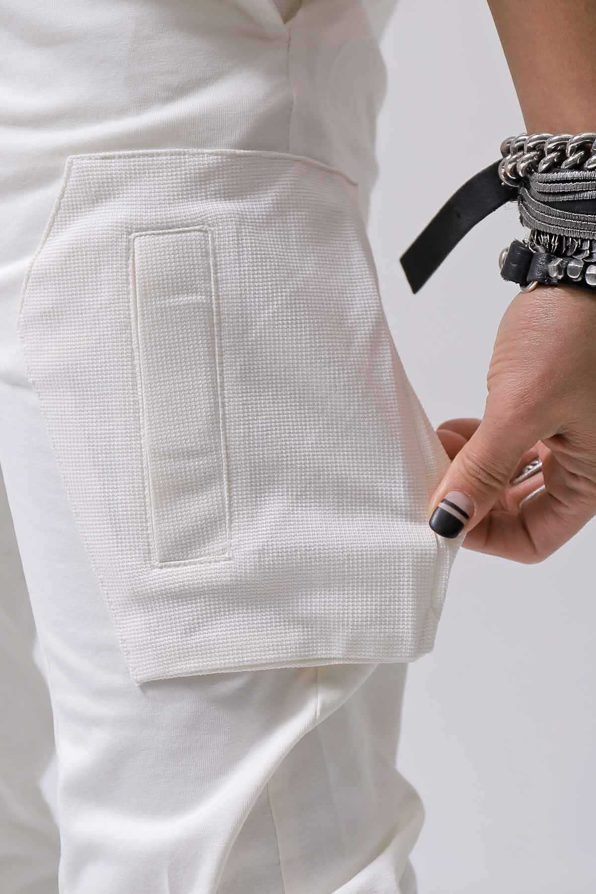 【thom/krom】 UNISEX MIXED COTTON RIB PANTS MST512_CREAM