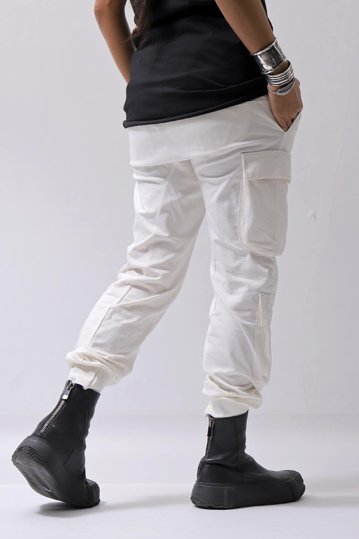 【thom/krom】 UNISEX MIXED COTTON RIB PANTS MST512_CREAM