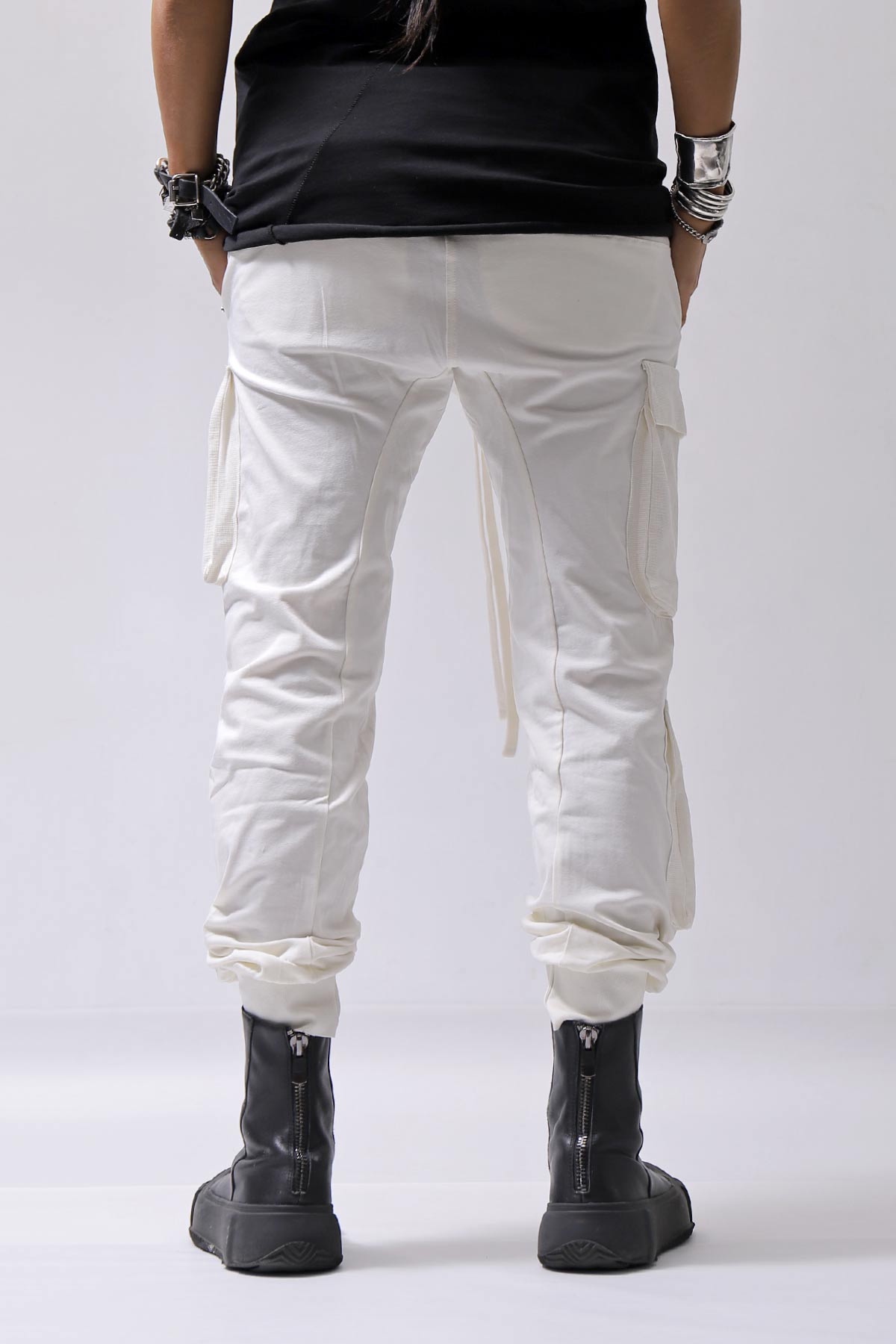 【thom/krom】 UNISEX MIXED COTTON RIB PANTS MST512_CREAM