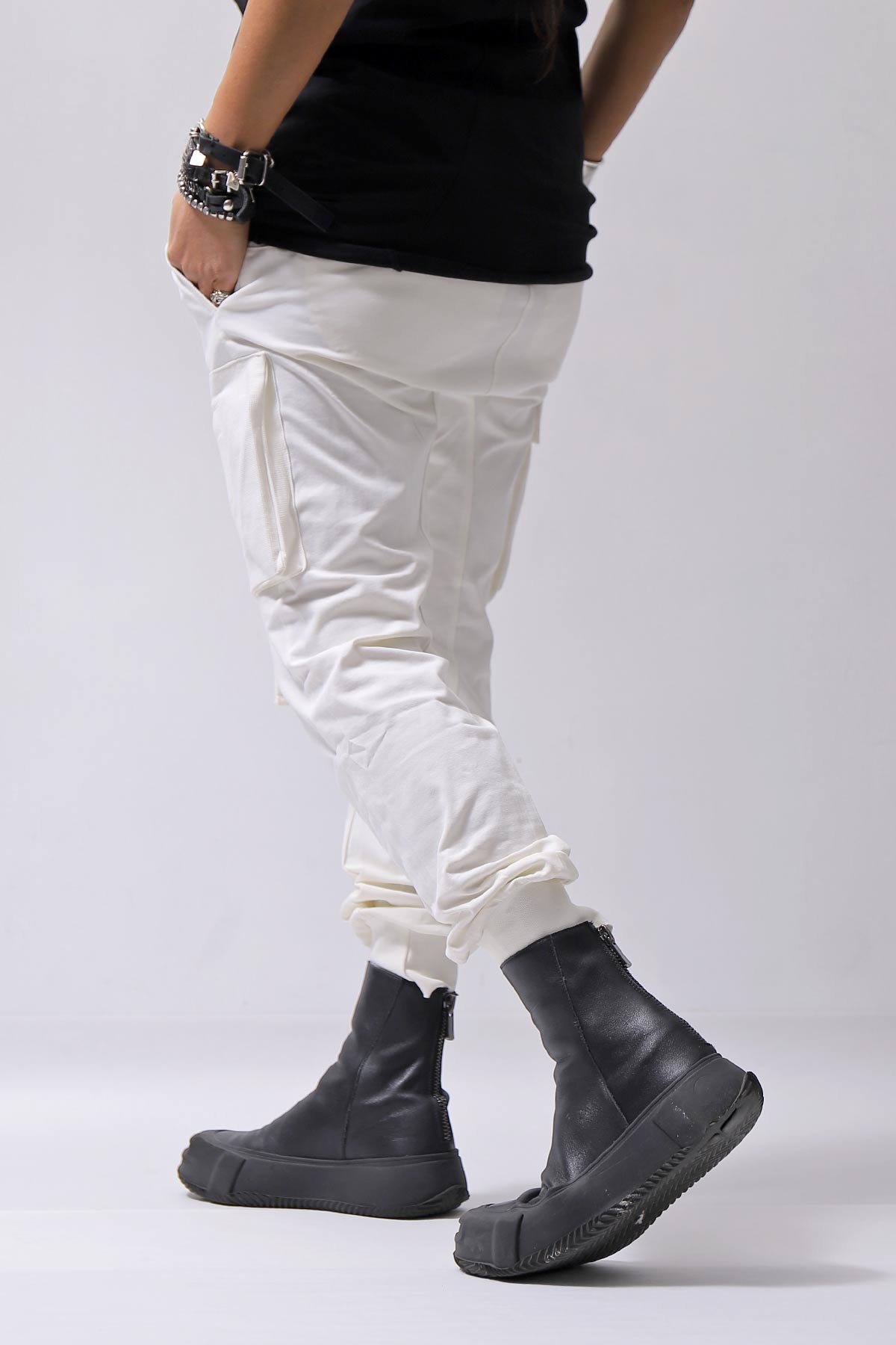 【thom/krom】 UNISEX MIXED COTTON RIB PANTS MST512_CREAM