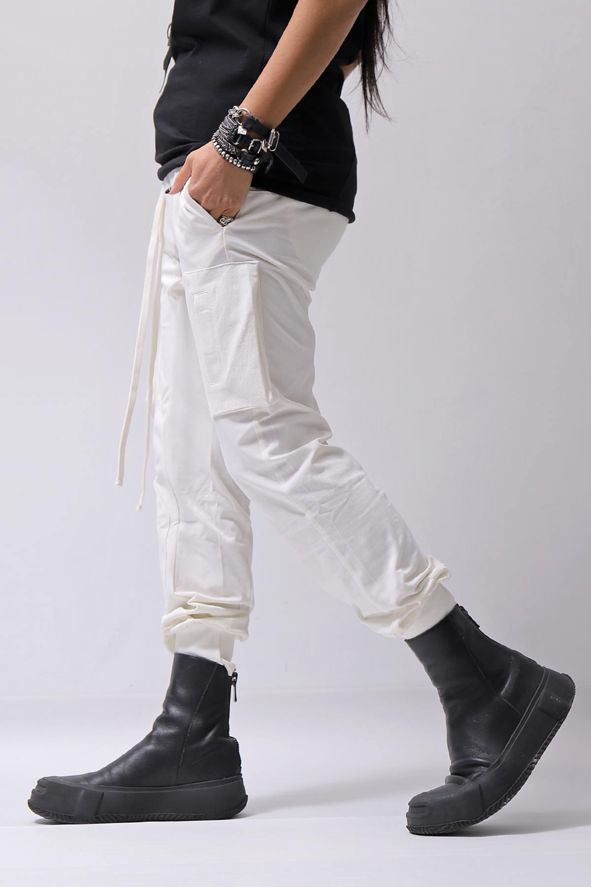 【thom/krom】 UNISEX MIXED COTTON RIB PANTS MST512_CREAM