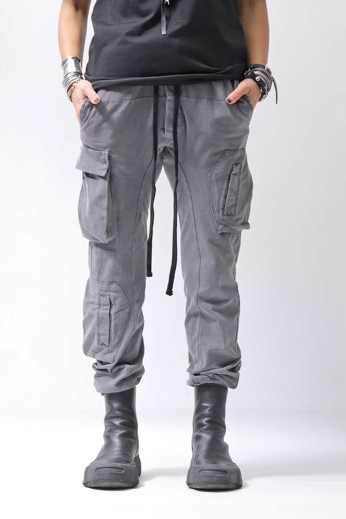 【thom/krom】 UNISEX MIXED COTTON RIB PANTS MST512_DARK USED GREY