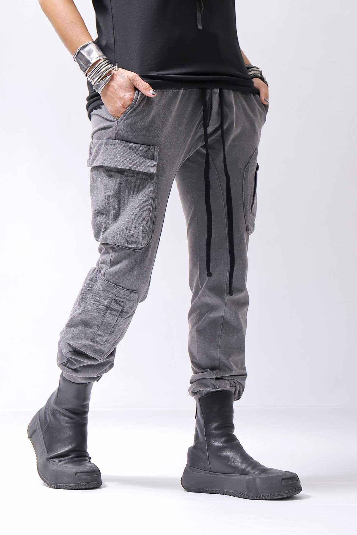 【thom/krom】 UNISEX MIXED COTTON RIB PANTS MST512_DARK USED GREY