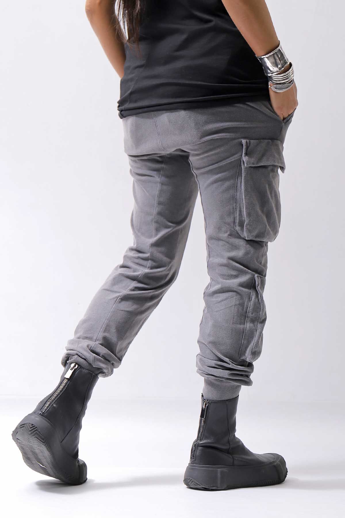 【thom/krom】 UNISEX MIXED COTTON RIB PANTS MST512_DARK USED GREY