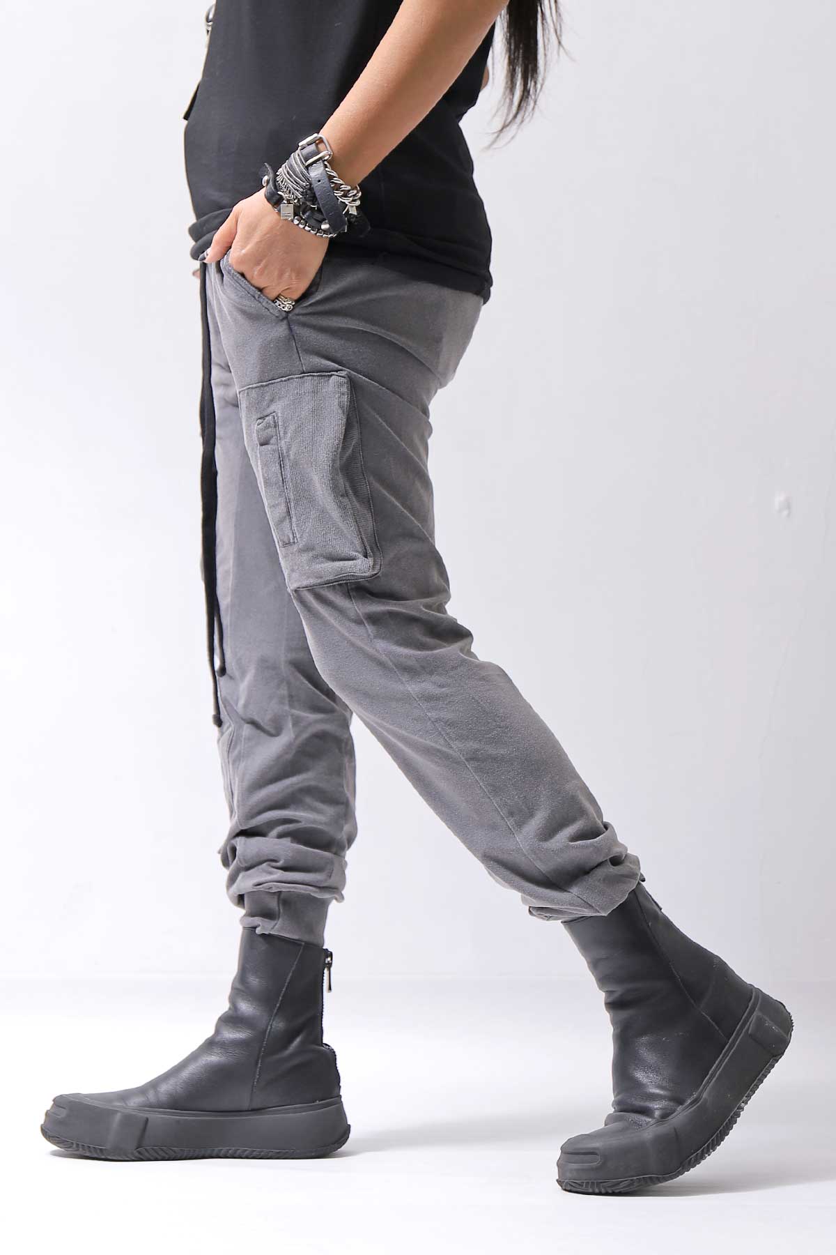 【thom/krom】 UNISEX MIXED COTTON RIB PANTS MST512_DARK USED GREY