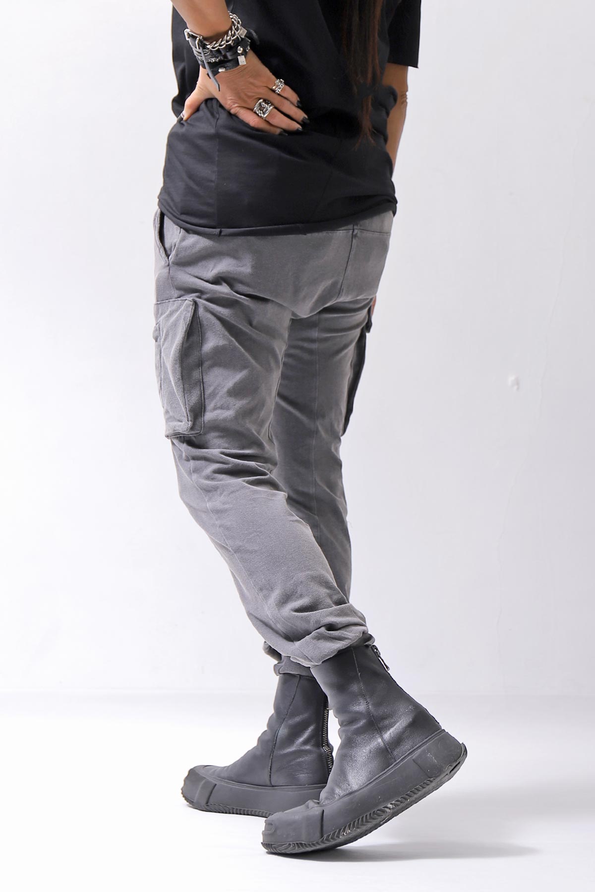 【thom/krom】 UNISEX MIXED COTTON RIB PANTS MST512_DARK USED GREY